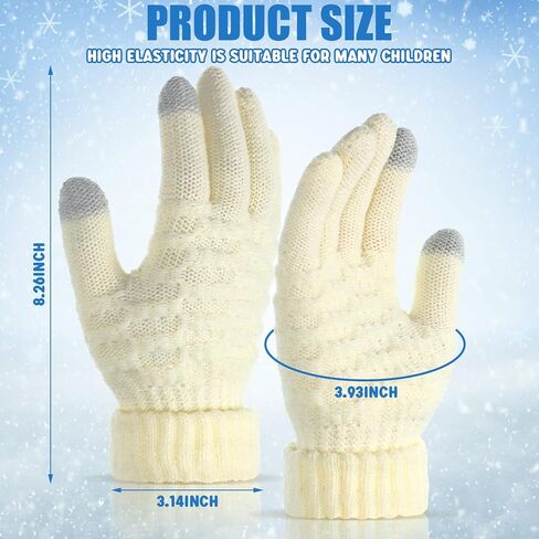 6 Pairs Kids Winter Touchscreen Gloves for Boys Girls Knit Touchscreen Gloves Full Fingers Stretch Gloves Thermal Stretch Child Fleece Lined Knitted Warm Gloves for Cold Weather Snow, 6 Colors in Kuwait