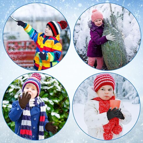 6 Pairs Kids Winter Touchscreen Gloves for Boys Girls Knit Touchscreen Gloves Full Fingers Stretch Gloves Thermal Stretch Child Fleece Lined Knitted Warm Gloves for Cold Weather Snow, 6 Colors in Kuwait