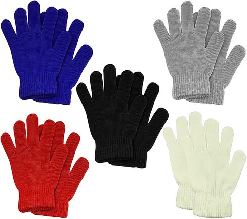 EAJASUCE 5Pairs Kids Gloves Kids Winter Gloves for Toddler Gloves Knitted Winter Warm Full Fingers Gloves for Girls Boys (5 Pairs Color 01) in Kuwait