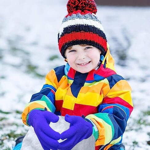 EAJASUCE 5Pairs Kids Gloves Kids Winter Gloves for Toddler Gloves Knitted Winter Warm Full Fingers Gloves for Girls Boys (5 Pairs Color 01) in Kuwait