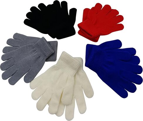 EAJASUCE 5Pairs Kids Gloves Kids Winter Gloves for Toddler Gloves Knitted Winter Warm Full Fingers Gloves for Girls Boys (5 Pairs Color 01) in Kuwait
