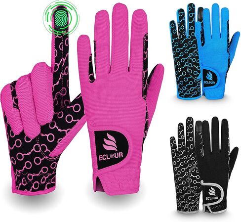 ECLOUR Kids Horse Riding Gloves with Non-Slip Grip and Finger Touch Design for Multi Sports Activities Like Cycling, Fishing, Running, Gardening for Boys and Girls in Saudi Arabia