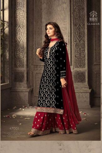 Ziya Indian Pakistani Dresses for Women Palazzo Style Embroidered Salwar Kameez Suit 47001 in Saudi Arabia