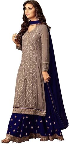 Ziya Indian Pakistani Dresses for Women Palazzo Style Embroidered Salwar Kameez Suit 47001 in Saudi Arabia