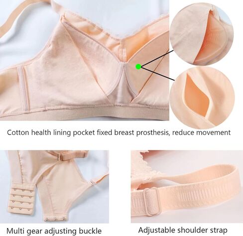 Cotton Post Surgery Bra for Mastectomy Women Silicone Breast Prosthesis with Pockets for Breast Forms in Kuwait