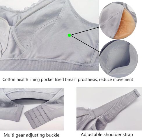 Cotton Post Surgery Bra for Mastectomy Women Silicone Breast Prosthesis with Pockets for Breast Forms in Kuwait