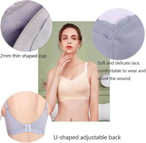 Cotton Post Surgery Bra for Mastectomy Women Silicone Breast Prosthesis with Pockets for Breast Forms in Kuwait