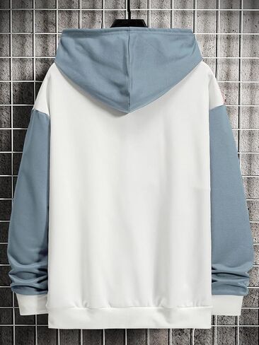 WDIRARA Men's Color Block Graphic Hoodies Long Sleeve Hooded Sweatshirt Tops in Saudi Arabia