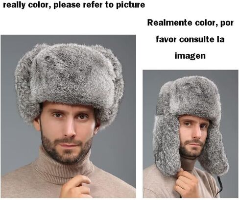 Men Winter Trapper Hat Russia Trapper Hat Eskimo Earflap Hooded Hat Windproof Skiing Beanie Women Faux Fur Hunt Ushanka in Saudi Arabia