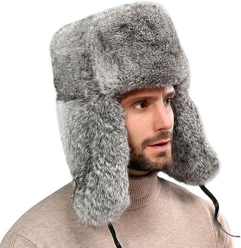 Men Winter Trapper Hat Russia Trapper Hat Eskimo Earflap Hooded Hat Windproof Skiing Beanie Women Faux Fur Hunt Ushanka in Saudi Arabia