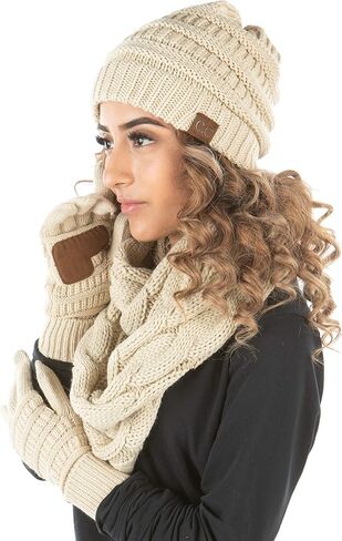 Funky Junque Hat Scarf Glove Set for Women Winter Matching Beanie Infinity Scarf Gloves Unique Christmas Gifts in Saudi Arabia