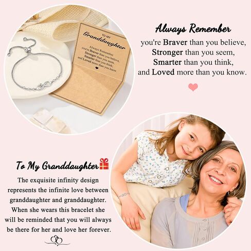 PINKDODO Infinity Heart Bracelet Gifts for Daughter Granddaughter Girlfriend Wife Sister Valentines Mothers Day Christmas Gifts in Saudi Arabia