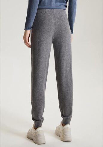 طقم بدلة رياضية نسائية منسوجة من الكشمير من GreenMount مكونة من قطعتين، بلوفر بولو عميق على شكل حرف V وبنطلون رياضي يحافظ على دفء 37.5 درجة (رمادي، L) in Kuwait