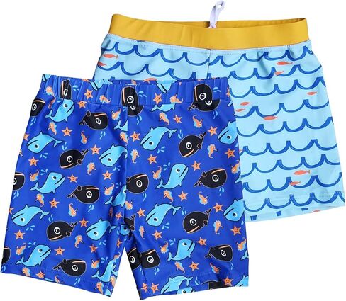 BONVERANO Boys Boardshorts UPF 50+ Sun Protection Swim Shorts with Sun Cap 2 Pack in Kuwait