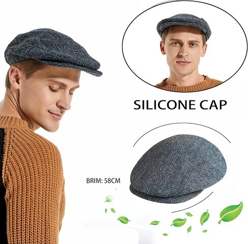 canmore fitting Original Newsboy Hats for Men Peaky Blinders Golf Silicone Caps Flat Beret Boston Chauffeur Tweed Wool Hat in Kuwait