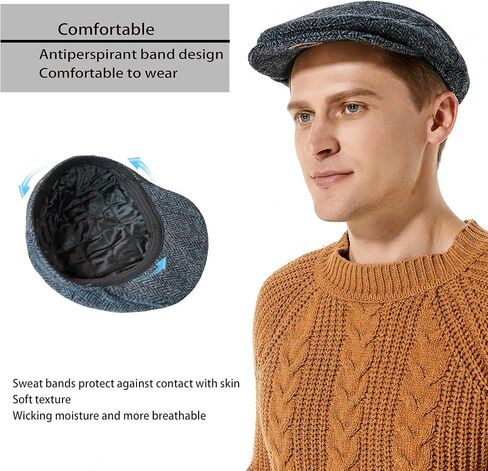 canmore fitting Original Newsboy Hats for Men Peaky Blinders Golf Silicone Caps Flat Beret Boston Chauffeur Tweed Wool Hat in Kuwait