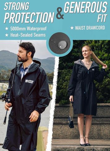 Whatever the Weather Unisex Adult Raincoat, Lightweight Rain Jacket Waterproof, Packable Windbreaker Hood for Men Women in Saudi Arabia