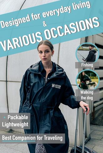 Whatever the Weather Unisex Adult Raincoat, Lightweight Rain Jacket Waterproof, Packable Windbreaker Hood for Men Women in Saudi Arabia