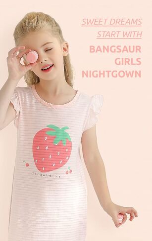 BANGSAUR Girls' Dresses, Cotton Summer Night Sleep Dress, 3-12 Years in Kuwait