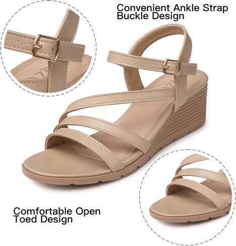SWQZVT Wedge Sandals Women Dressy: Summer Low Wedges Comfortable Sandal Dress Comfort Strap Walking Casual Womens Sandals in Saudi Arabia