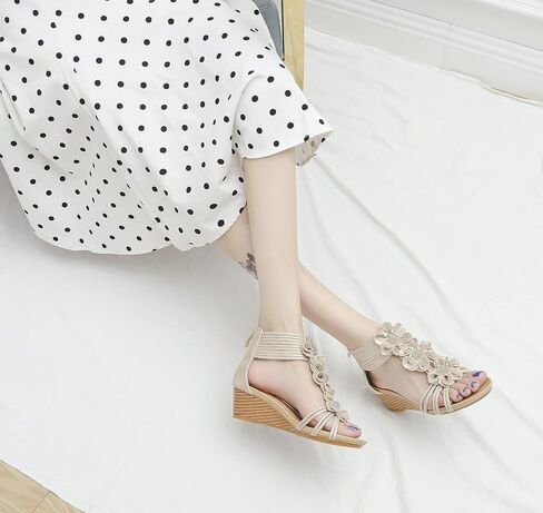 FRALOSHA Wedge Sandals for Women Open Toe Casual Summer Roman High Heel Breathable Beach Sandals in Saudi Arabia