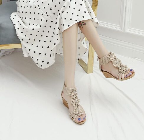 FRALOSHA Wedge Sandals for Women Open Toe Casual Summer Roman High Heel Breathable Beach Sandals in Saudi Arabia