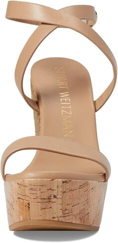 صندل نسائي من Stuart Weitzman 5050 بكعب عريض Adobe/طبيعي in Kuwait