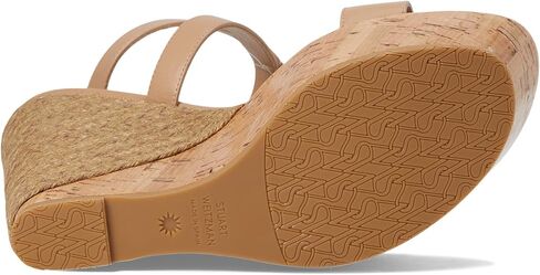 صندل نسائي من Stuart Weitzman 5050 بكعب عريض Adobe/طبيعي in Kuwait