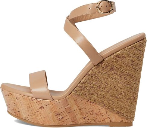 صندل نسائي من Stuart Weitzman 5050 بكعب عريض Adobe/طبيعي in Kuwait