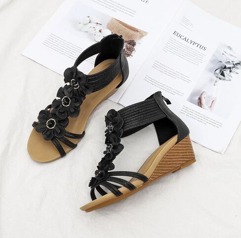FRALOSHA Wedge Sandals for Women Open Toe Casual Summer Roman High Heel Breathable Beach Sandals in Saudi Arabia