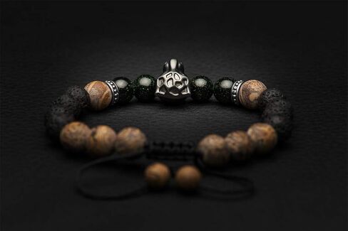 Karseer النمر الأسود القلق سوار الحمم الصخرية الضروري النفط الناشر سوار هدية للرجال والنساء، حجر الذهب الأخضر الطبيعي والخط الخرز الحجري سوار حجر الشفاء لتهدئة العواطف in Kuwait