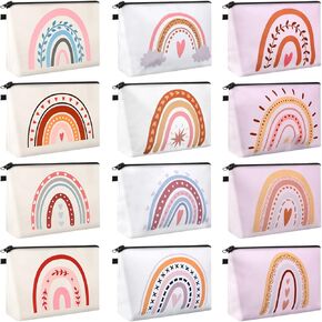 Sanwuta 12 Pieces Cosmetic Bags Makeup Bags Printed Roomy Toiletry Bag Waterproof Beauty Bag Organizer Pouches with Zipper Makeup Accessories for Women Girls (Alpaca Style)