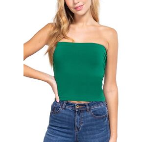 FashionMille Women Strapless Slim Fit Tube Top Elastic Band Double Layered Casual Bandeau Jersey Bra Top