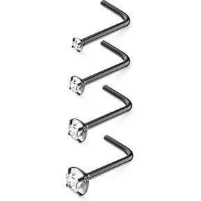 Belatti Nose Rings For Women & Men Set - Hypoallergenic Nose Studs L Shaped Crystal Pack - Nose Ring Nostril Piercing Jewelry (choose GAUGE - QUANTITY - COLOR & CRYSTAL)