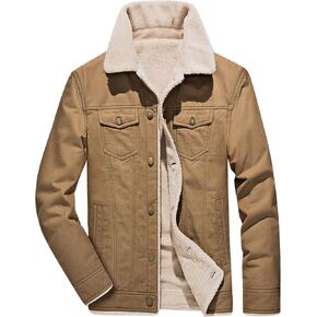Yoinlia Men's Winter Thick Thermal Fleece Sherpa Lined Jacket Coat
