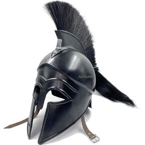 AnNafi® Greek Corinthian Helmet w Liner | Medieval Ancient Knight Armor| Spartan Adult Replica Helmet with black plume | Larp Sca Role Play Halloween Party Costumes| in Saudi Arabia