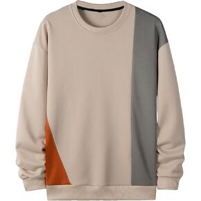 OYOANGLE Men's Sweatshirt Casual Colorblock Print Long Sleeve Drop Shoulder Crewneck Pullover Tops in Saudi Arabia
