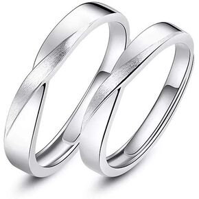 MIKAMU overlapping Couple Rings 925 Sterling Silver Adjustable Open Rings Engagement Pair Rings Rings for Men Rings for Women Wedding Promise Engagement Anniversary Ring in Kuwait