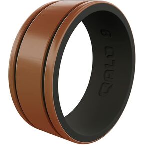 QALO Men's Rubber Silicone Ring, Metallic Blank Strata, Comfort Fit, Silicone Rubber Wedding Band, Breathable, Durable Wedding Ring for Men, 9mm Wide 1.85mm Thick, Multicolor