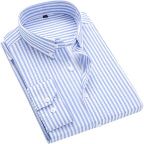 ERZTIAY Men's Classic Casual Vertical Striped Slim Fit Long Sleeve Dress Shirts