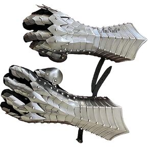 AnNafi® Fantasy Gauntlets SCA Armor Gauntlets Gloves Iron | Silver Handmade Medieval Fully Functional Armor Gloves Warrior Metal Gauntlets | Armour Replica Steel Gloves For Men | Wearable For Adult in Saudi Arabia