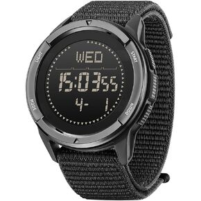 DIDITIME Military Watches for Men, North Edge Outdoor Tactical Watches for Men, Mens Watches with Compass, Metronome, Pedometer, Lightweight Carbon Fiber Watches Black