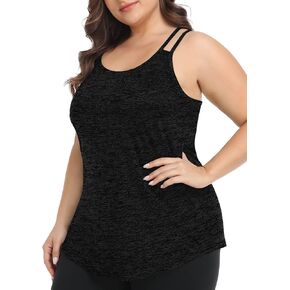 FOREYOND Plus Size Workout Tank Tops Loose fit Racerback Sleeveless Shirts Gym Running Yoga Clothes for Women in Kuwait