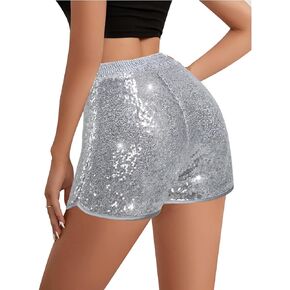 شورت نسائي عالي الخصر مزين بالترتر وأداء لامع للنادي in Kuwait