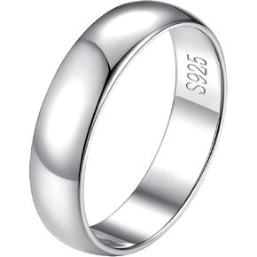 FindChic 925 Sterling Silver Band Rings for Women Girls Simple Engagement Wedding Band Size 4 to 12 Width 2mm/3mm/5mm, with Gift Box