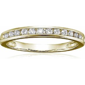 VIR JEWELS 1/4 carat (ctw) Diamond Wedding Anniversary Band for Women, Half Eternity Round Diamond Engagement Ring 14K Yellow Gold Channel Set 0.25 cttw, Size 4.5-10 in Saudi Arabia