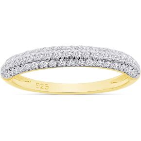 SAVEARTH DIAMONDS 1/4 Carat Round Cut Lab Created Moissanite Diamond Engagement Wedding Band Ring In 14k Gold Over Sterling Silver Jewelry For Women (0.25 Cttw)