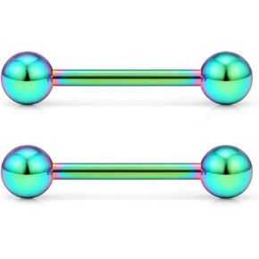 Ftovosyo 14G Stainless Steel Internally Threaded Tongue Nipple Shield Barbell Ring Bar Body Piercing Jewelry Retainer 12-16mm