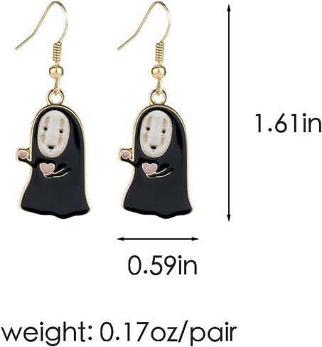 ZHOUMEIWENSP 1 Pair Anime Spired Away Earrings Cartoon No Face Man Earrings Dust Elf Stud Earrings Gifts for Women and Girls in Kuwait
