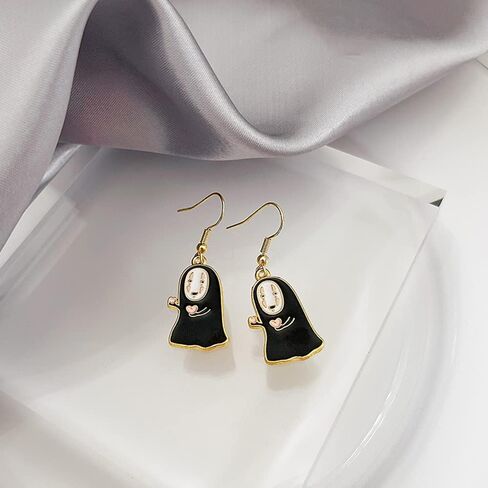 ZHOUMEIWENSP 1 Pair Anime Spired Away Earrings Cartoon No Face Man Earrings Dust Elf Stud Earrings Gifts for Women and Girls in Kuwait